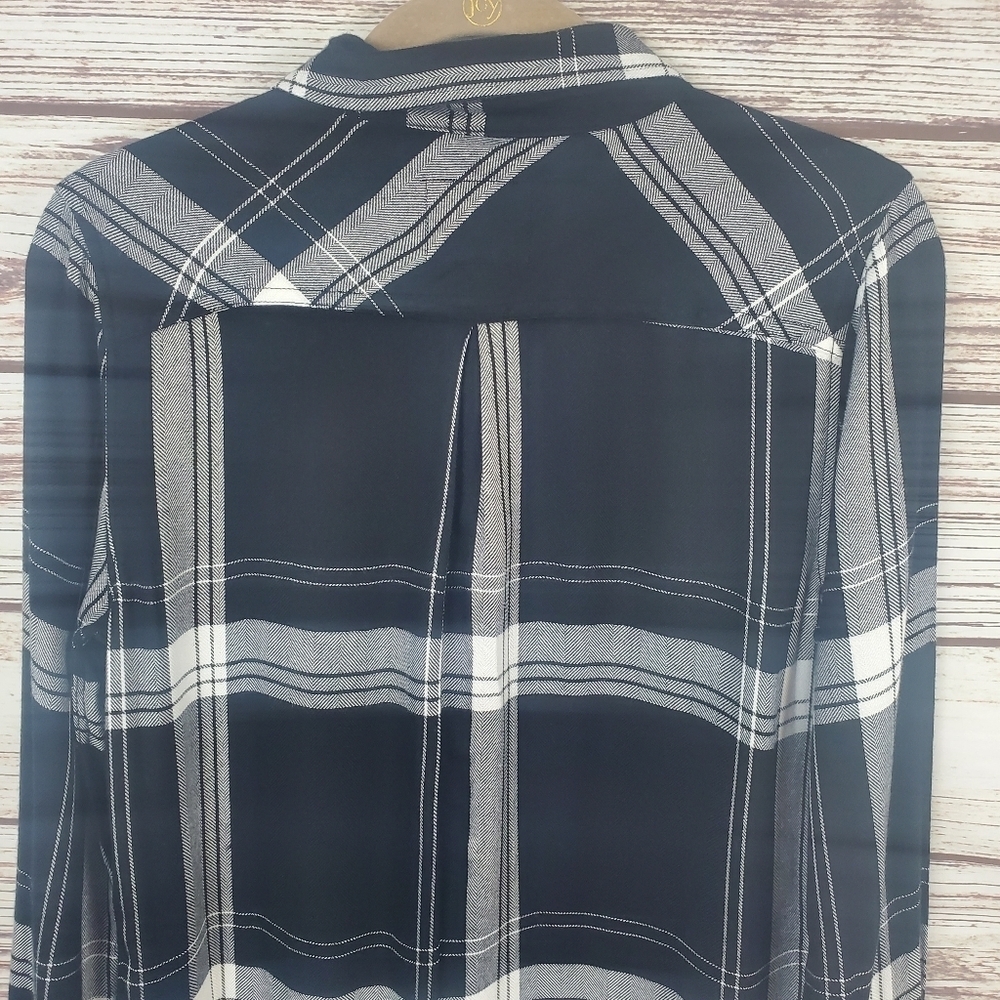 NWT Rails Womens Small Hunter Black & Bone Plaid Long Sleeve Button Down Shirt - Picture 5 of 8